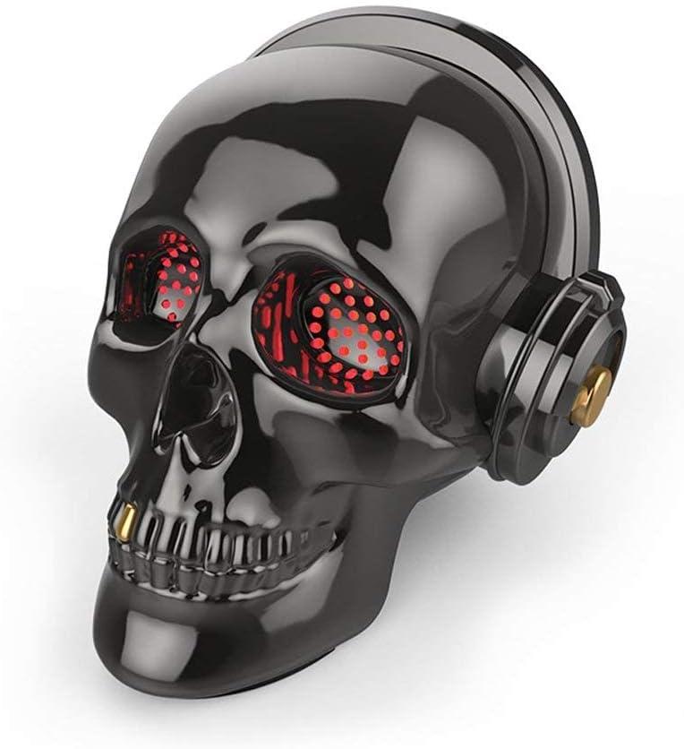 Skull Bluetooth Speaker Novelty Skeleton Unique Wireless Portable Speakers with Eyes Lights Halloween Decoration (Gray)