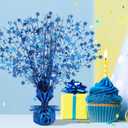Crowye 3 Pieces Metallic Foil Spray Centerpiece Birthday Table Decoration Star Burst Centerpieces Graduation Table Decor for Birthday 2026 Party Holiday(Blue)