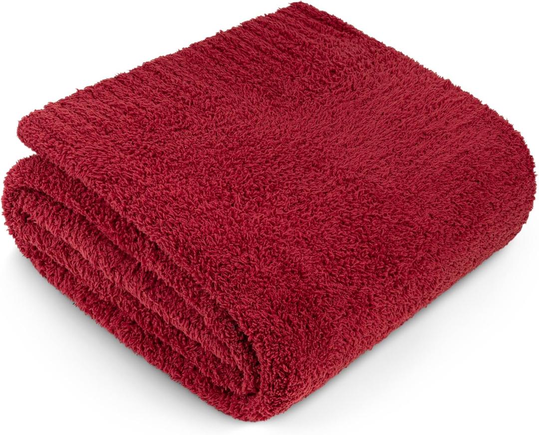 PAVILIA Super Soft Throw Blanket for Couch, Fluffy Cozy Lightweight Maroon Blanket, Large Fuzzy Warm Knit Blanket for Bed Sofa, Burgundy Red, 60x80 (Burgundy)