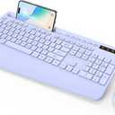SABLUTE Wireless Keyboard and Mouse, Wrist Rest, Phone Holder, Batteries Included, 2.4G Lag-Free Ergonomic Keyboards Mouse Combo, Silent Keyboard Cordless Set for Computer, Laptop, PC, Windows, Purple (1 Pack)