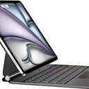 Magic-Style Keyboard Case for iPad Air 13" M4/M3/M2 (2026-2024) & iPad Pro 12.9" 3rd-6th Gen  Floating Magnetic Stand, Rainbow Backlit & Multi-Touch Trackpad - Black