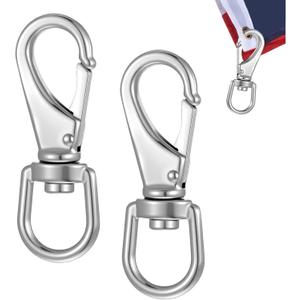 2 Pcs Flag Clips for Flagpole Rope,3.5 Inch Stainless Steel Flag Hooks for Flag Pole, Heavy Duty Swivel Snap Hooks for Flagpole, Dog Leash,Boat Rope,Swings