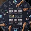 AQQA 47-Inch Round Poker Table Mat with Hand Rankings - Waterproof & Durable Texas Hold'em Mat, Foldable Poker Game Mat for Home Games, Tournaments, Card Nights (Foldable Design)