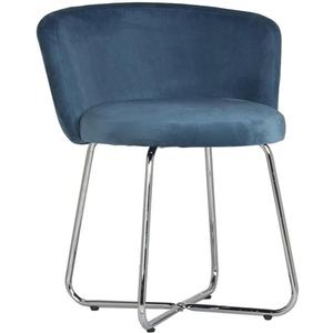 Hillsdale, Marisol Round Metal and Upholstered Vanity Stool with Scoop Back for Makeup Room or Bathroom, Blue