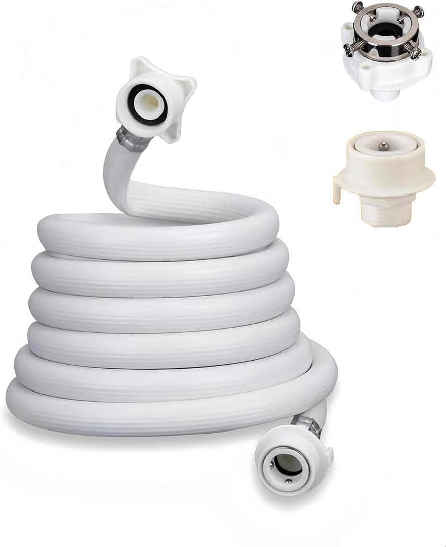 SUIGETSU Washing Machine Hose 10FT - Anti-Burst PVC Water Supply Line with Quick Connect Adapter & Brass Nuts, Universal Fit for LG Samsung Whirlpool Maytag (118inches)