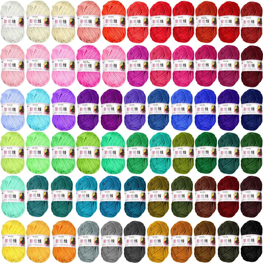 Timtin 66 Rolls Yarn Bulk for Knitting Assorted Colors Crochet Yarn Multipack 2887 Yards Knitting Acrylic Thread Mini Soft Cord Bundle Cord Skeins for Hand Weaving Craft Project Beginner Kit