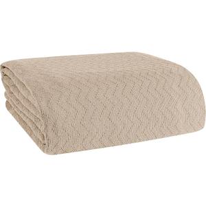 BELIZZI Home 100% Cotton Bed Blanket, Breathable Thermal Blanket King Size, Soft Chevron Thermal Blanket 90"x102", Cotton Bed Blanket, Perfect for Layering Any Bed for All Season, Beige (Biege)