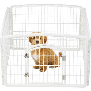 IRIS USA 24" 4-Panel Dog Puppy Playpen Fence Enclosure with Dog Gate Door - Indoor Pet Playpen - 4 or 8 Panel (White)