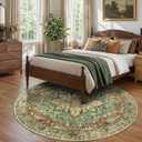 RELEANY Area Rugs 8ft Washable Non-Slip, Floral Vintage Distress Print Pattern Medallion Carpet for Living Room Bedroom Dining Room, Brick Red Rust Neutral Brown Burnt Orange