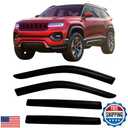 2022-2025 Tape-On Rain Guards for Jeep Grand Cherokee Side Window Visor Deflectors Laredo Altitude Limited Trailhawk Overland Summit Reserve Durable Tinted Shades 2023 2024