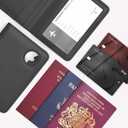Stouchi AirTag Passport Holder, Slim Passport Holder Family with Airtag Slot, RFID Passport Wallet Cover for Men, PU Leather Passport Case, Anti-Lost Travel Accessories, Black