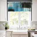 Emvency 2 Pack Valances Window Treatments, Blue and Brown Painting Art Modern Abstract Blackout Adjustable for Living Room Bathroom Bedroom Kitchen Over Sink, 52x18 Inch Rod Pocket Valances
