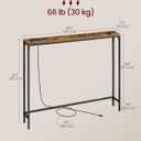 VASAGLE Console Table with Power Outlet, Slim Behind Couch Sofa Table, 5.9 x 39.4 x 31.5 Inches, 1 Hook, Easy Assembly, for Entryway, Living Room, Rustic Brown and Ink Black ULNT079K01