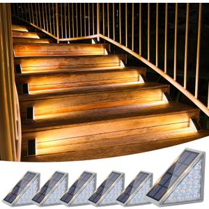 VOLISUN Solar Stair Lights 6 Pack, Solar Step Lights Outdoor Waterproof IP67, LED Outdoor Step Light,Outdoor Light Decor for Garden Stair, Deck, Front Step, Front Porch, and Patio3000K