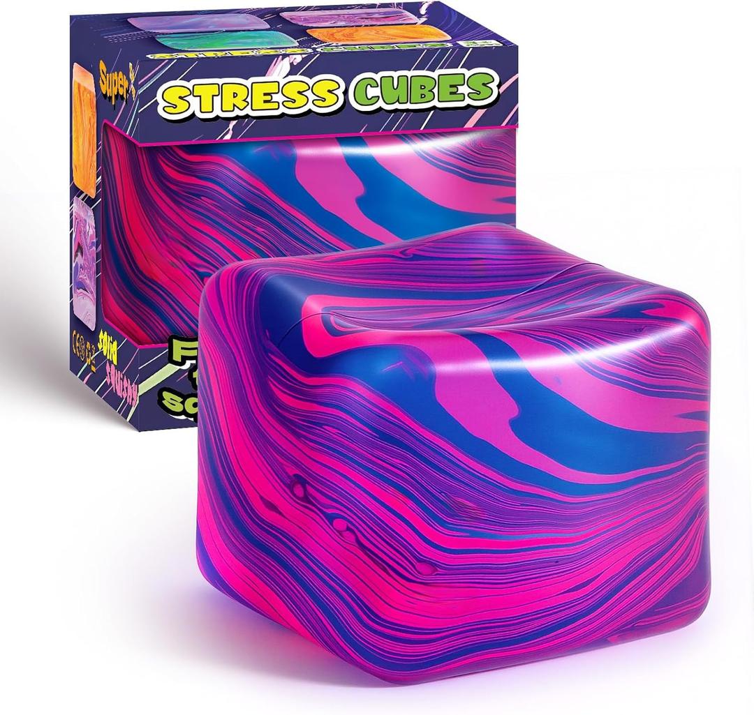 Fidget Toys Squishy Stress Cube, Stress Balls for Adults Kids Squishies Anxiety Relief, Cube Squishy Sensory Toys for Kids Ages 3+, Fidgets for Classroom Prizes Party Favors Toys (Purple)