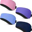 Lunmon 4 Pieces Swimming Headbands Waterproof Safety Earplugs for Adults Colorful Water Headbands Adjustable Swimming Ear Band Protectors for Pool Surfing Diving Showering Water Sports(Cute Color)
