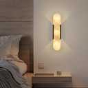 Black Modern Wall Sconces for Living Room, Marble Sconce Wall Light Fixtures for Bedroom, Alabaster Sconce Lighting for Entryway Bathroom, 1 Pack