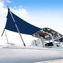 Boat T-Top Sun Shade Kit Boat Canopy, Boat Cover with Stainless Steel Telescopic Rod Foldable, UV-Proof 1200D High-Tech Polyester Fiber, Anti-Ultraviolet Dark Blue(102"×78"×66")
