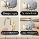 YOINIUEM Grey Sheep Resin Shower Curtain Hooks 12 Pack Cute Animal Shower Curtain Hooks Decorative Bathroom Accessories