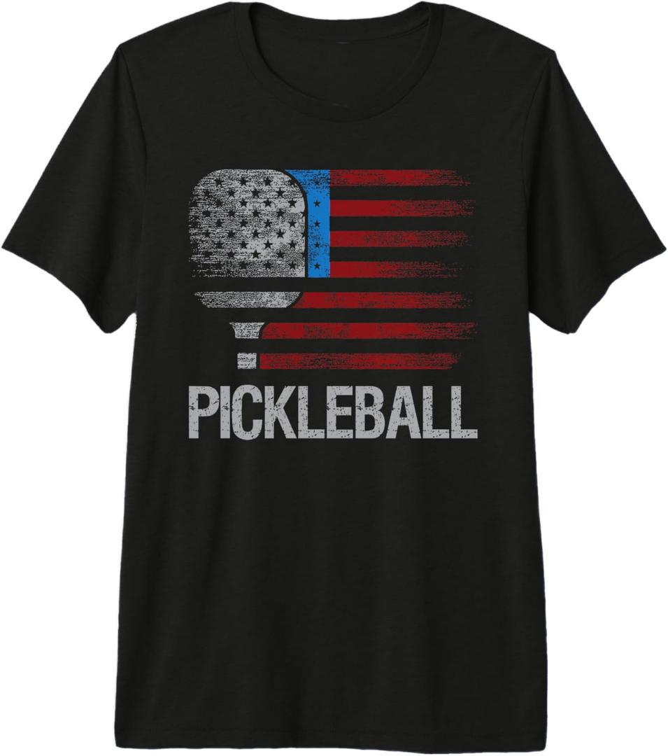 US Flag Pickleball Player Paddleball Lover Premium Tri-Blend T-Shirt, M