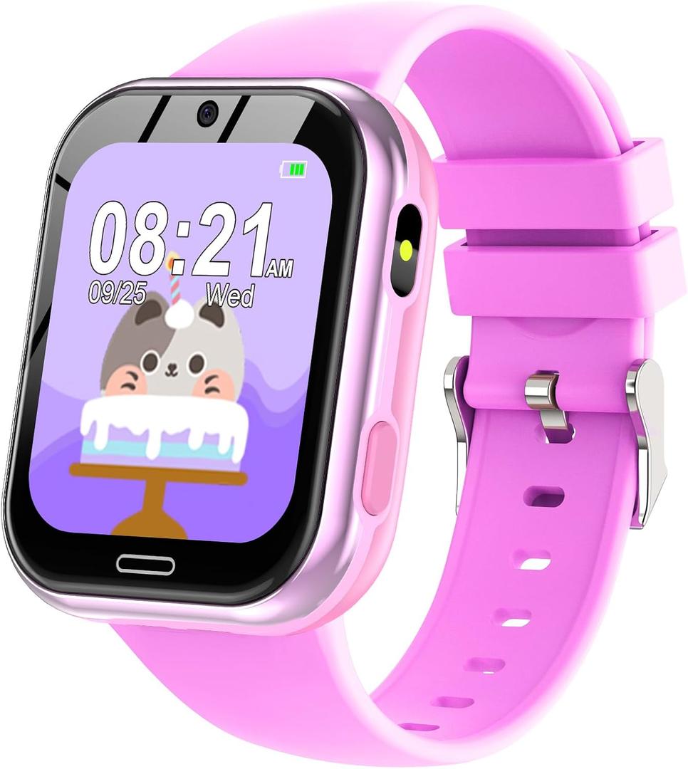 Smart Watch for Kids, Kids Smart Watch Toys 19 Games Touch Screen Watch Camera Music Video Pedometer Calculator Alarm Clock Learn Card Audio Book Calendar, Gift for Boys Girls Ages 4-12, Rose