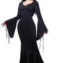 Funna Black Costume Women Dress Halloween Family Cosplay Gothic Witch Maxi Long Dresses Floor Length (Adult M(8-10))