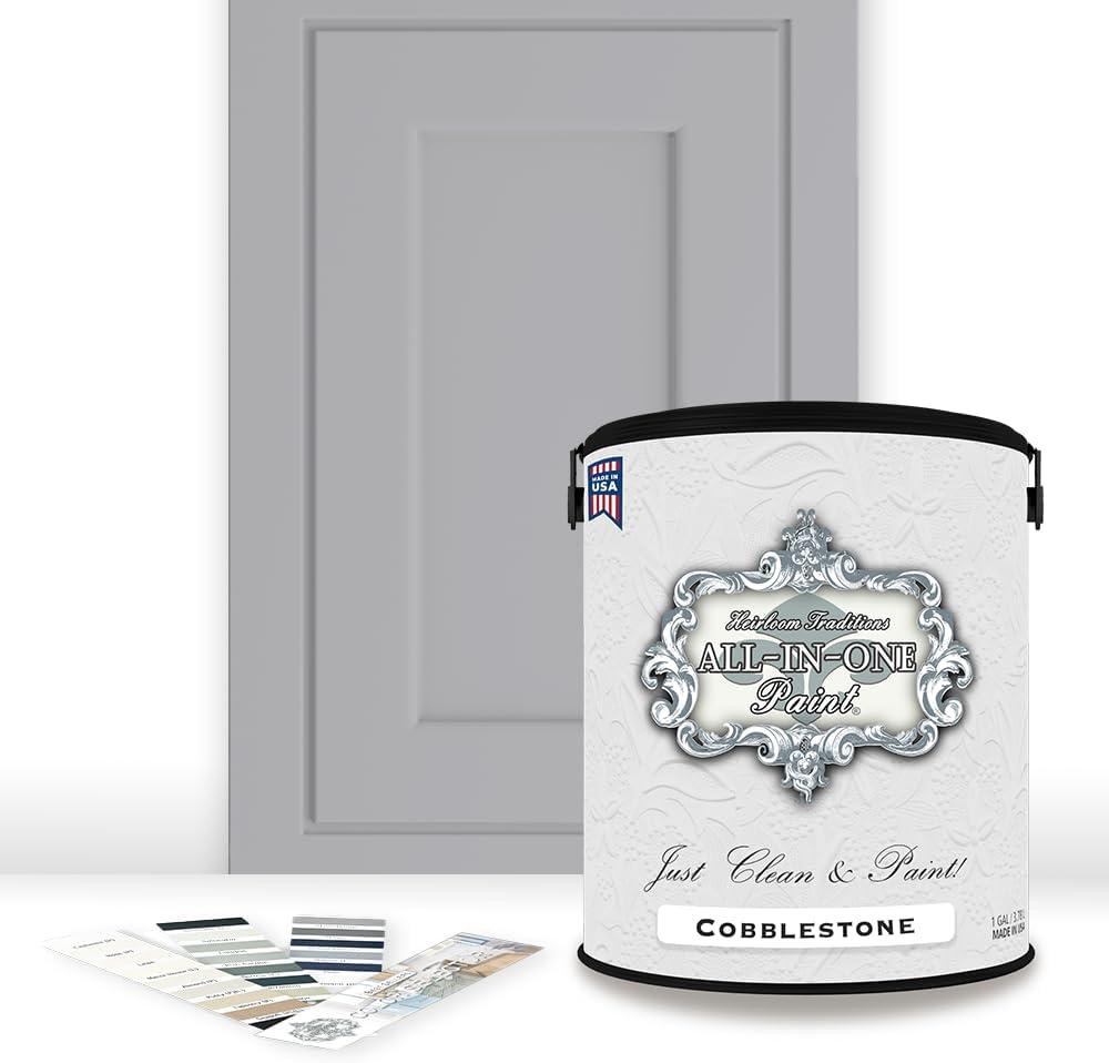 ALL-IN-ONE Paint, Durable cabinet and furniture paint. Built in primer and top coat, no sanding needed. Includes our 30 featured color card - Cobblestone, Gallon (128 Fl Oz (Pack of 1))