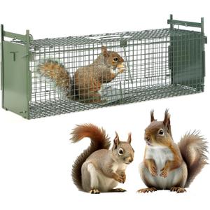 26" 2-Door Live Animal Traps for Stray Cats up to 5.5 pounds, Raccoons, Squirrel, Skunk, Mole, Groundhog, Armadillo, Rabbit, with Pedal Triggers