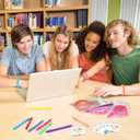 Janlaugh 32 Set Back to School Student Gifts Set Bulk Welcome School Rubber Bracelet Rainbow Ballpoint Pens Motivational Inspirational Favor Bags Label Tags for Teacher Classroom Rewards