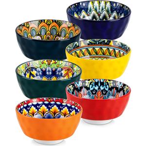 Vancasso 12 Oz Ceramic Small Soup Bowls Set of 6, 4.7 inch Soup Bowls, Colorful Bowls Set for Kitchen, Dishwasher & Microwave Safe- for Cereal, Soup, Oatmeal, Ice Cream, etc