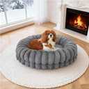 BALANCE Luxury Donut Dog Bed, 23 Inches Round Dog Beds for Small Dogs Washable, Orthopedic Calming Pet Bed for Puppy and Cats with Anti-Slip Bottom, Gray