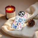 for iPhone 14 Plus Case, Vintage Coastal Collage Pattern with Shells & Teacups, Military-Grade Drop Protection, Glossy Elegant Soft Slim TPU Protective & Camera Protection for Girls (SunflowerCut)