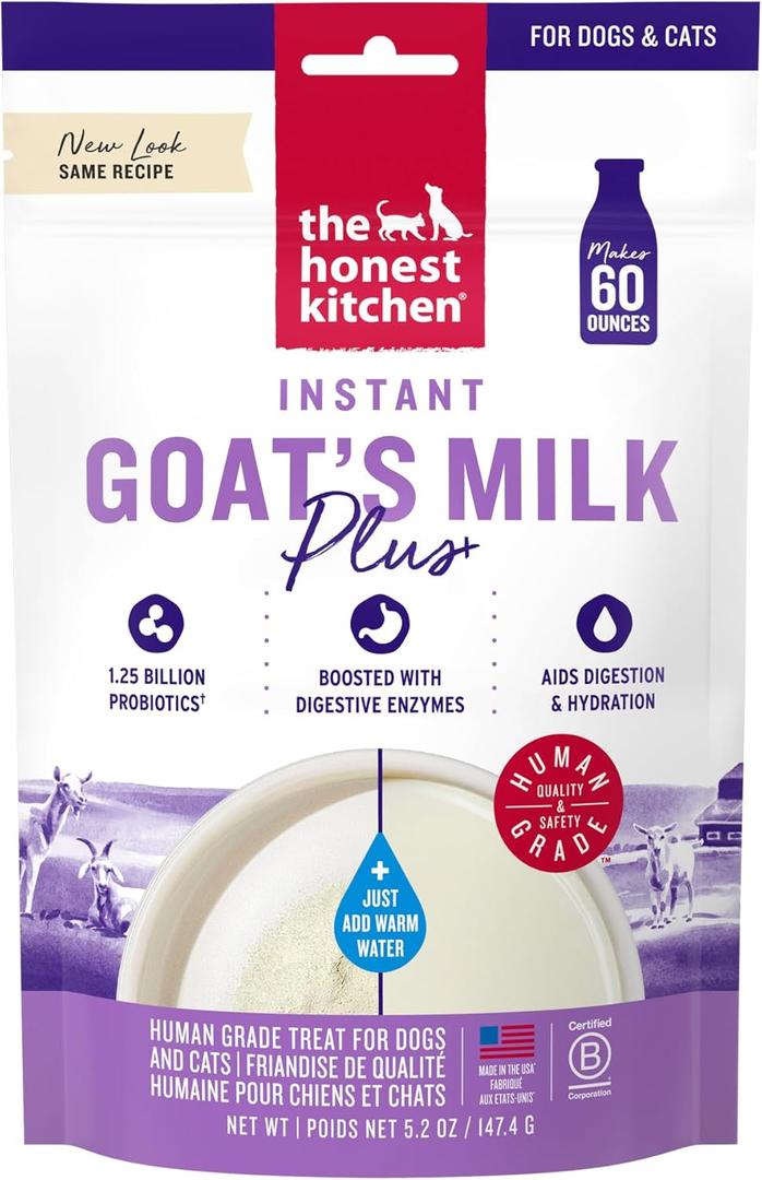 The Honest Kitchen Human Grade Instant Goat's Milk with Probiotics for Dogs and Cats, 5.2 Ounces (EXP 05/05/26)