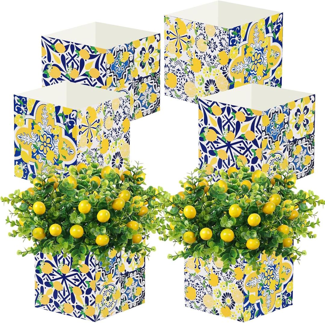 36 Pcs Blue Tiles Lemon Centerpieces Tables Amalfi Coast Box Party Decorations Blue Tiles Lemon Party Butterfly Flower Boxes for Capri Mediterranean Wedding Birthday Party Decor 36 Pcs Blue Tiles Lemon Centerpieces Tables Amalfi Coast Box Party Decorations Blue Tiles Lemon Party Butterfly Flower Boxes for Capri Mediterranean Wedding Birthday Party Decor