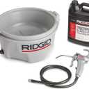 RIDGID 10883 Model 418 Handheld Oiler Bucket with 1 Gallon of Premium Thread Cutting Oil for Pipe Threader Tools, Anti-Slip Grip Lubricator, Silver