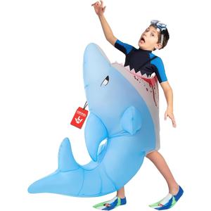 Morph Inflatable Shark Costume For Kids, Shark Attack Halloween Outfit, Halloween Blow Up For Fun Dress-Up