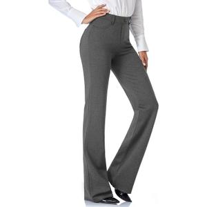 Tapata Women's 34'' Stretchy Bootcut Dress Pants with Pockets Tall, Petite, Regular for Office Work Business (New Charcoal) M