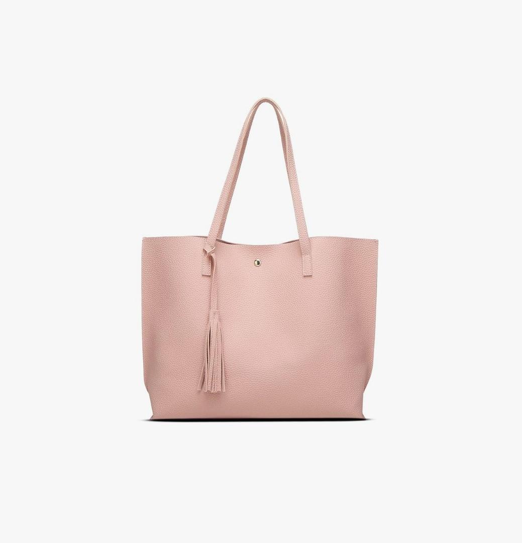 Dreubea Women's Soft Faux Leather Tote Shoulder Bag from, Big Capacity Tassel Handbag L 15.7 x H 11.4 x D 4 inch