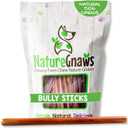 Nature Gnaws Large Bully Sticks for Dogs 11-12" (5 Count) - Thick Long Lasting for Aggressive Chewers and Large Dogs - Natural Beef Dog Chew Bones (EXP 12/01/25)