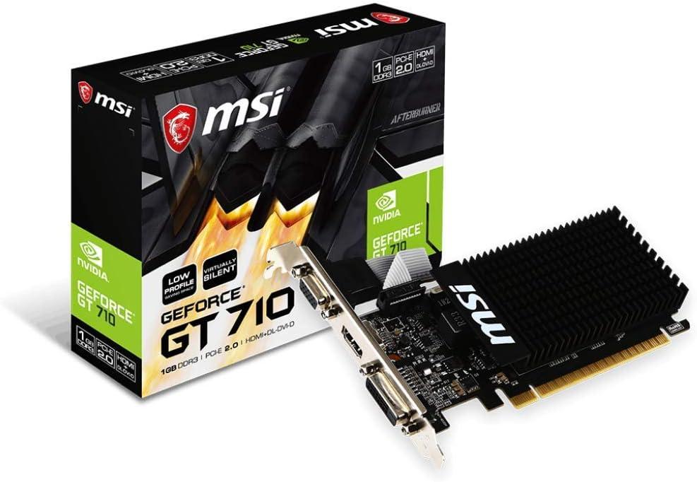MSI Gaming GeForce GT 710 1GB GDRR3 64-bit HDCP Support DirectX 12 OpenGL 4.5 Heat Sink Low Profile Graphics Card (GT 710 1GD3H LP) 