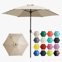 Ayge 7.5FT Large Outdoor Patio Umbrella Market Table Umbrella-UV Resistant, Easy Push Button Tilt and Crank, 6 Sturdy Fiberglass Ribs Heavy-Duty Pool Umbrella for Deck, Backyard,Garden, Yard