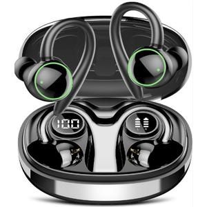 PEFUPEW 
Wireless Earbuds, Bluetooth 5.4 Headphones Sport Over Ear Buds With ENC Mic
ENC Noise Cancelling Mic, 48H, Wireless Earphone With Earhooks, Stereo Deep Bass, IP7 Waterproof Headset for Workout, Black