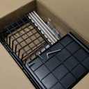 Expandable Under Sink Organizer, 2 Tier Under Sink Shelf with 2 Removable Baskets and 6 Removable Panels for Cabinet Sink Cloakroom Wardrobe Closet Storage(Black, 17.71-32Length