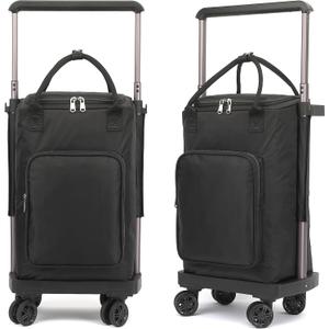 2 in 1 Shopping Cart | Foldable Grocery Cart with All-Terrain Wheels & 90lbs Capacity | Hand Truck for Supermarket, Laundry, Storage | Ideal for Housewives, Seniors, Office Workers (Black -03) (minor scratches, slightly dirty)