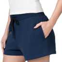 SPRUCE INT Summer SweatShorts for Women - Cotton Drawstring French Terry Comfy Casual Lounge Shorts Cute Shorts for Workout (Blue)