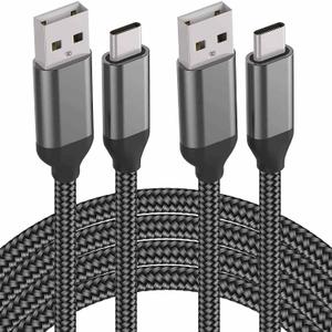 USB C Cable 15FT 2Pack, Extra Long USB-A to USB-C Cable Braided Fast Charger Cord Compatible with Sony PS5, Samsung Galaxy S22 S21 S20 S10, Note 9 Plus, OnePlus 10 Pro, Nintendo Switch, Moto (Grey)