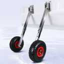 Boat Launching Wheels,Stainless Steel Adjustable Leg Length & Angle Transom Launching Wheels with Pneumatic Tire for Inflatable Boat, Aluminum Boat