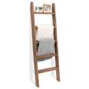 FUIN 5ft (58") Wood Blanket Ladder Living Room Decorative Wall Leaning Farmhouse Quilt Display Holder Shelf Rustic Wooden Towel Rack for Bathroom, Brown