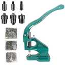 QWORK Heavy Duty Hand Press Eyelet Grommet Machine Punch Tool Kit 3 Size Dies (#0#2#4) & 1500 Pcs Silver Grommets for Banner, Canvas & Leather Work