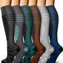 Copper Compression Socks for Women and Men(6 Pairs)-Best Support for Running, Athletic, Nursing, Travel (Large-XLarge, 09a Gray/Gray/Green/Brown/Gray/Blue)